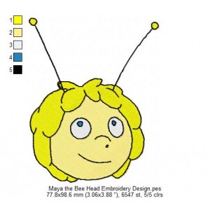 Maya the Bee Head Embroidery Design